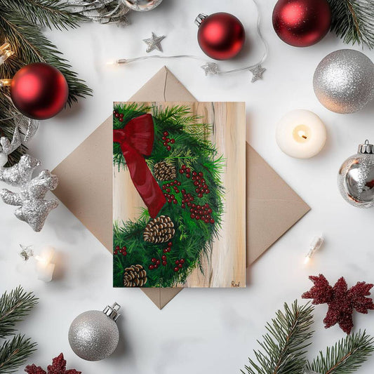 Christmas Wreath - Pack of 10 Greeting Cards (US & CA)